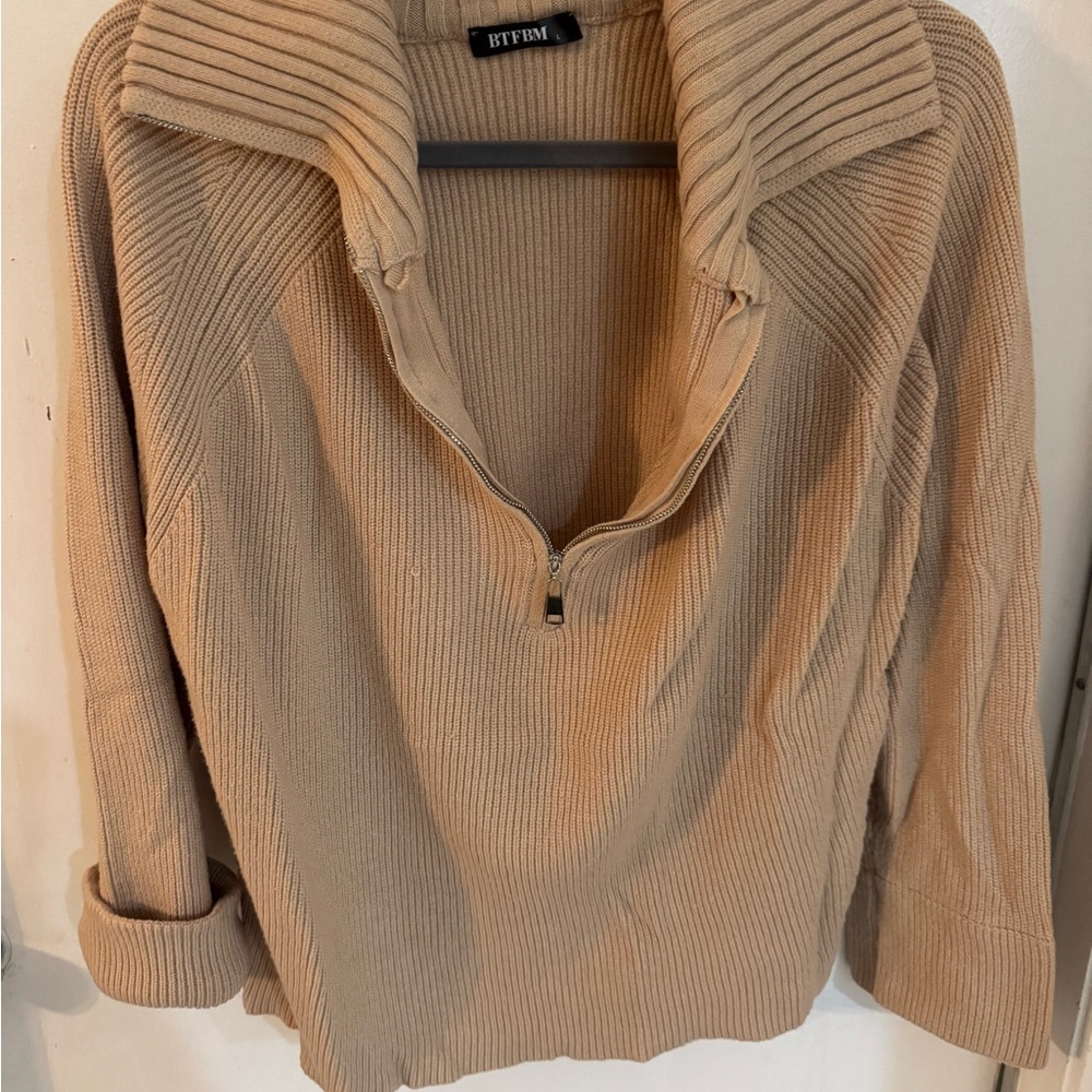 Effiey Tan Cowl Neck Women's Sweater